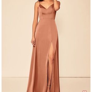Azazie Bronzer Sleeveless Slit Gown